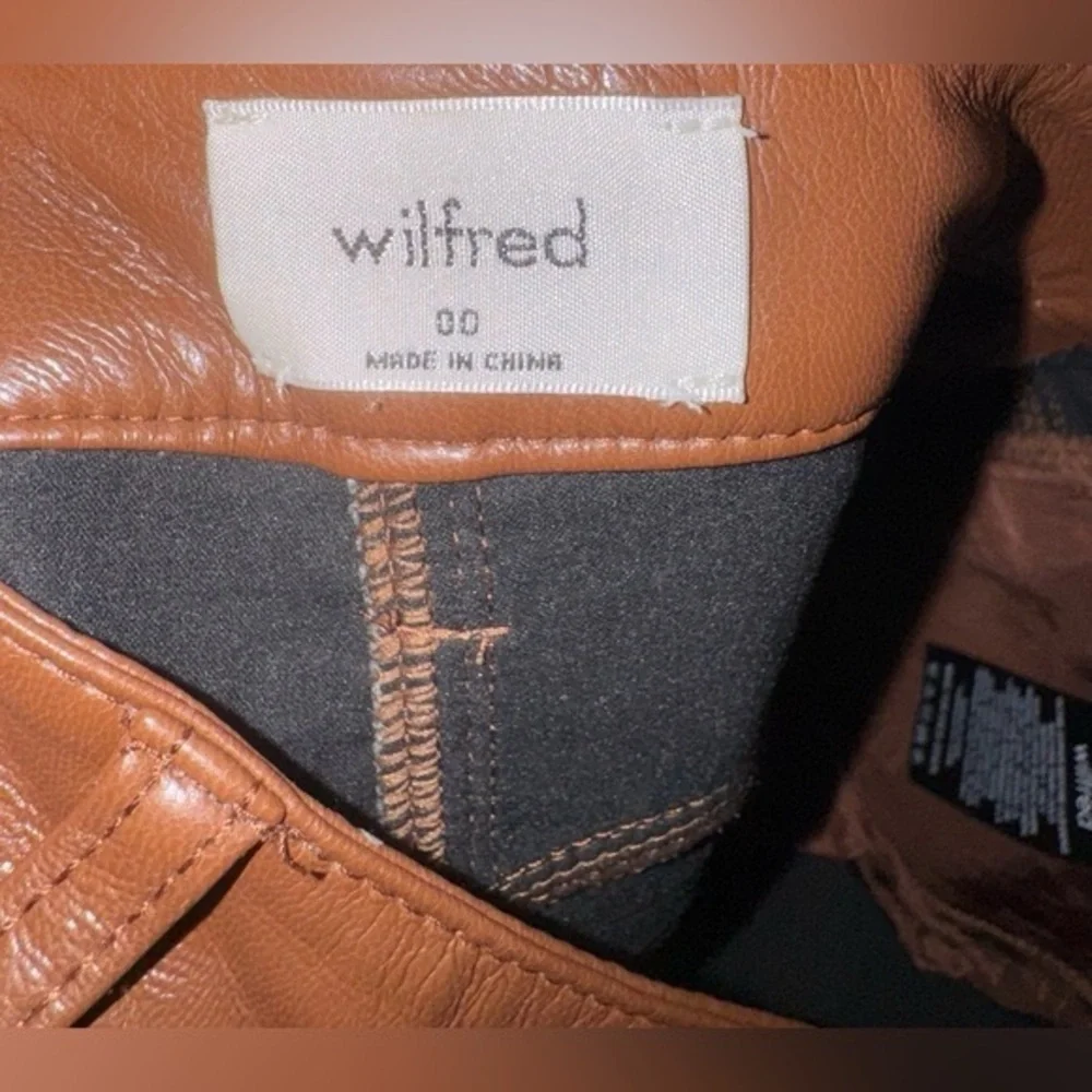 ARITZIA x Wilfred MELINA PANT cognac brown jeans made of vegan faux leather 00 - Picture 3 of 5